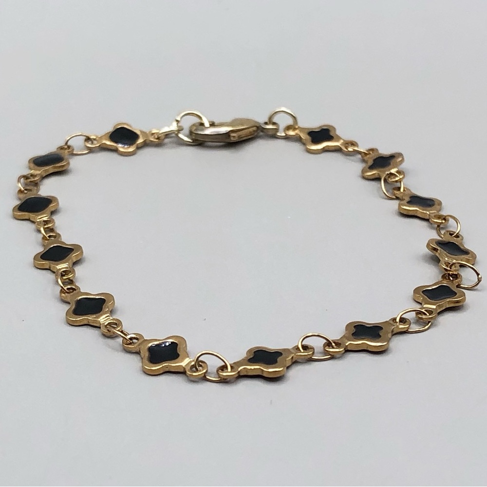 Black Lucky Quatrefoil Chain Bracelet